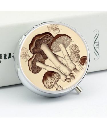 Vintage Mushroom Travel Pill Box - 3 Compartment Portable Pill Organizer for Handbag & Pocket - Buy Online on GoSupps.com