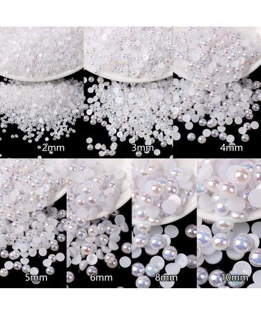 5800pcs Flatback Pearls for Artwork Making - DIY Rhinestones Accessory | White Half Pearls for Crafts & Nail Art - Buy Online on GoSupps.com