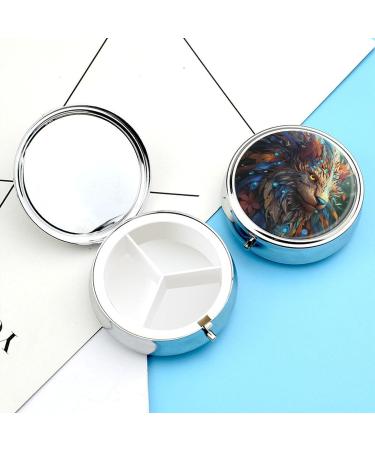 Small Travel Pill Case Round Metal Pill Box for Pocket Purse 3 Compartment Portable Pill Holder Mini Pill Organizer for Travel or Daily - Animal - Buy Online on GoSupps.com