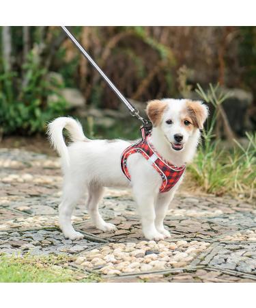 Heele Dog Harness for Small Dogs - No Pull Breathable Adjustable Reflective Safety Harness in Plaid Red - Perfect for Walking & Training - Buy Online on GoSupps.com