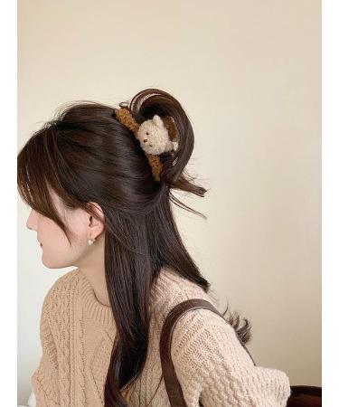 3 Pcs 4.72 Inch Large Plush Bear Hair Claw Clips - Cute & Strong Hold Hairpins for Women and Girls - Stylish Hair Accessories for Thick and Thin Hair - Buy Online on GoSupps.com
