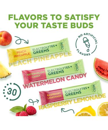 Keto Vitals Keto Electrolytes Plus Greens Superfood Powder Packets - 30 Servings Super Greens Powder Packets with Sugar Free Electrolytes for Hydration Gut Health & Digestion - Green Drink Mix Greens+Electrolytes 30 Servin  - Buy Online on GoSupps.com