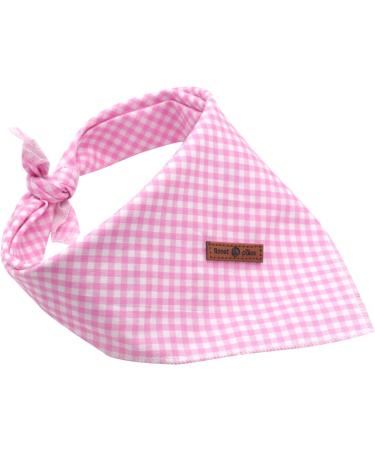 Lionet Paws Large Pink Grid Dog Bandana - Washable Cotton Scarf for Small Medium Large Dogs - Buy Online on GoSupps.com