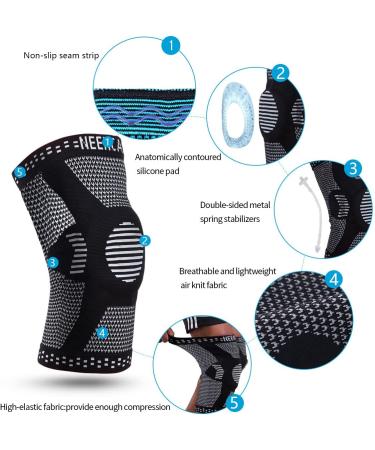 NEENCA Professional Compression Knee Brace with Gel Pad & Stabilizers - Large Black - Buy Online on GoSupps.com
