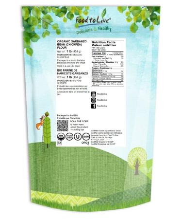 Organic Garbanzo Bean Flour 1 lb - Non-GMO Chickpea Flour | High Protein & Fiber, Stone Ground, Kosher, Vegan | USA Product - Buy Online on GoSupps.com