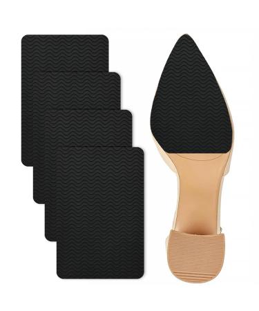4 Pcs Non Slip Shoe Pads for Bottom of Shoes Shoe Sole Protectors Silicone Anti Slip Shoe Grips Self Adhesive Sole Protector for High Heels Shoe Gummies for Women (Black 5.8 x 3.9 inch)
