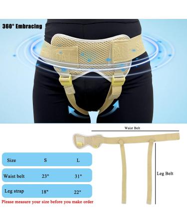 Inguinal Hernia Belt Truss Brace for Men & Elderly - Pain Relief Waist Support with 4 Removable Compression Pads (S - Buy Online on GoSupps.com