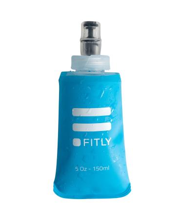 FITLY Soft Flask - 5 oz (150 ml) - Shrink As You Drink Soft Water Bottle for Hydration Pack - Folding Water Bottle For Running & Hiking - Portable Water Flask - Running Water Bottle (FLASK150) 5oz / 150ml Blue