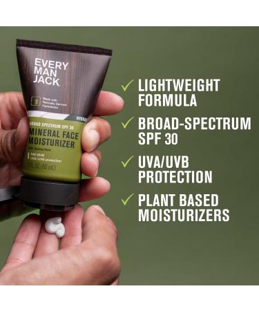 Every Man Jack Men's Mineral Face Lotion w/Broad Spectrum SPF 30 Sunscreen w/Zinc Oxide - Dermatologist Tested UVA/UVB Protection - Daily Moisturizer to Protect & Relieve Dry Skin - 2 Fl Oz (2 Pack) - Buy Online on GoSupps.com