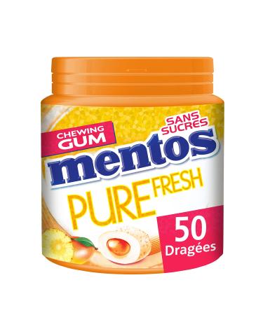 Mentos - Chewing Gum Mentos Pure Fresh Tropical - Sugar-free Chewing Gum - Ultra Gourmet Tropical Mango Orange Pineapple Fragrance - Lasts Long Time - 8 Boxes of 50 Dragees