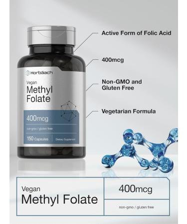 Horb ach Methyl Folate 400 mcg | 150 Vegan Capsules | Non-GMO Gluten Free | Dietary Supplement - Buy Online on GoSupps.com