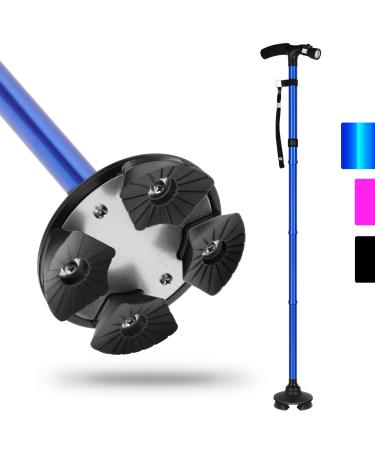Folding Cane with Led Light Adjustable Canes and Walking Sticks for Arthritis Disabled and Elderly Blue