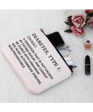 Type 1 Diabetes Awareness Makeup Bag - Gift for Diabetes Warrior - Support Cosmetic Bag with Humorous Diabetes Definition - Buy Online on GoSupps.com