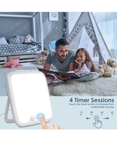 Ultra-Thin 10000 Lux Light Therapy Lamp | UV-Free, Touch Control, Stepless Brightness | 4 Timer Functions | Memory Function | 90 Rotatable Stand | White - Buy Online on GoSupps.com