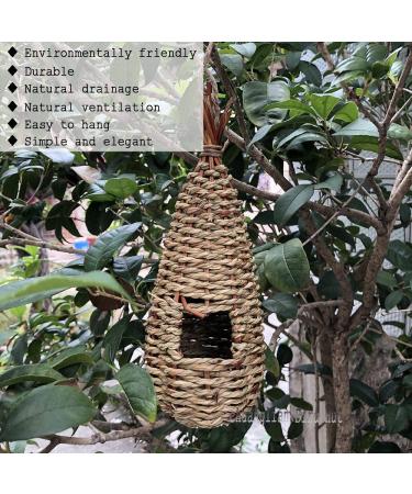Hand-Woven Eco-Friendly Teardrop Bird Hut | Hanging Grass Bird House | 100% Natural Fiber | Shelter from Cold Weather - Buy Online on GoSupps.com