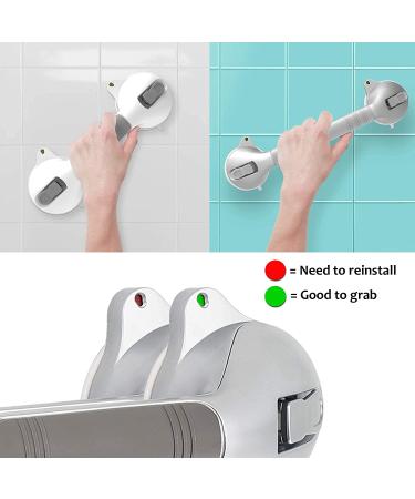 AmeriLuck 12 Suction Bath Grab Bar with Indicators - Bathroom Shower Handles - Silver/Grey (Pack of 2) - Buy Online on GoSupps.com
