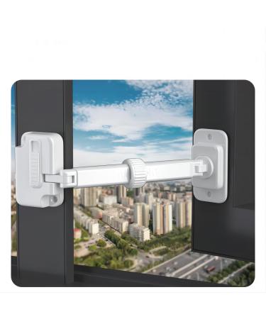2 x window lock Adjustable child locking self -adhesive safety window locks for cupboards garden gate drawer ovens refrigerator for baby toddlers pets 2 x white