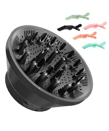 Universal Hair Diffuser, Collapsible Hair Diffuser Attachment for Curly Wavy Natural Hair, Adjustable Hair Dryer Diffuser Attachment, Suitable for Blow Dryer Nozzles from 1.6 inch to 3.1 inch