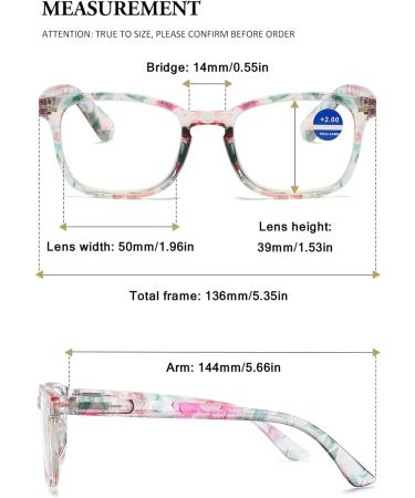 VEVESMUNDO Anti-Blue Light Ladies Reading Glasses | Modern Floral Design | Prescription Light Purple 2.0x Visual Aid - Buy Online on GoSupps.com