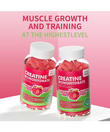 Buy Creatine Monohydrate Gummies 5000mg - Muscle Strength & Energy Boost Chewables for Men & Women - Strawberry Flavor (90 Count - Buy Online on GoSupps.com