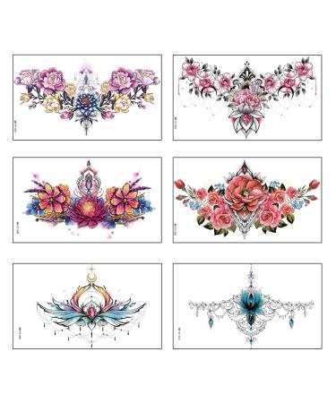 10-Sheet Realistic Butterfly Flower Temporary Tattoos for Women - Waterproof Body Art Stickers for Waist, Thigh, Chest, Hip - Long Lasting - Buy Online on GoSupps.com