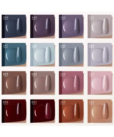 Gellen Gel Nail Polish Kit - 16 Cool Neutrals Shades with Top & Base Coats for Elegant Wine Brown & Gray Nails - Starter Nail Polish Set - Buy Online on GoSupps.com