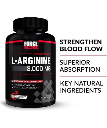 Force Factor L-Arginine Nitric Oxide Supplement 3000mg - 150 Capsules | Muscle Building, Blood Flow Support, Nutrient Delivery & Pumps | BioPerine for Enhanced Absorption | 150 Count Pack - Buy Online on GoSupps.com