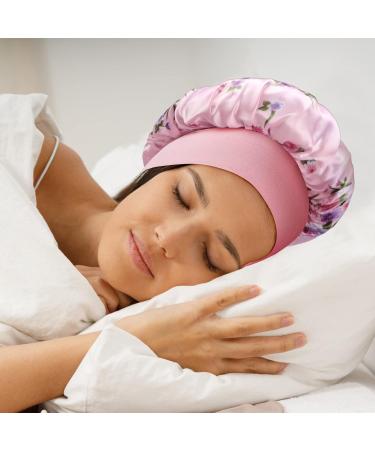 LADES Silk Satin Bonnet-4 Packs Women Satin Hair Bonnet for Curly Hair Satin Bonnet Silk Sleep Cap Silk Hair Wrap for Sleeping Black Hair Black+Pink+Red+Peacock Blue - Buy Online on GoSupps.com