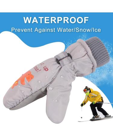 XIAOHAWANG Kids Ski Gloves - Waterproof Dinosaur Mittens for Boys and Girls (2-4 Years) - Grey - Buy Online on GoSupps.com