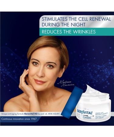 GEROVITAL CLASSIC Night Cream - Restructuring Lifting Face Cream with Hyaluronic Acid & Vitamin E | Anti-Aging Moisturizer for Wrinkles - 50 ml - Buy Online on GoSupps.com