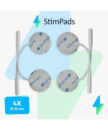 Stimpads Electrode Pads - 4 Durable & Reusable 32mm TENS/EMS Electrodes with 2mm Pin Connection - Certified Medical Quality - Buy Online on GoSupps.com