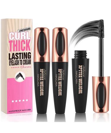 4D Silk Fiber Lash Mascara Voluminous Fiber Mascara Waterproof & Smudge-Proof Long-Lasting No Flaking Longer Thicker Eyelashes All Day Exquisitely Full (2 Packs)