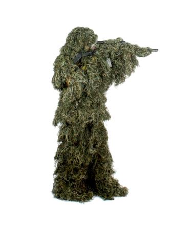 AUSCAMOTEK Ghillie Suit for Hunting Camouflage Suit Hunting Gilly - Green and Brown Adult Youth Kid Size X-Large-XX-Large Green Grass