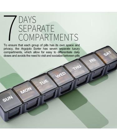 Argojolo Weekly Pill Organizer - 7 Day BPA-Free Medication Planner (2 Pack Black/White) - Travel-Friendly Pill Box for Tablets, Supplements, Vitamins - Buy Online on GoSupps.com