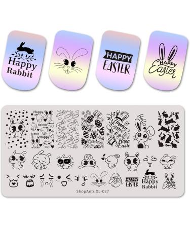 Easter Bunny Nail Art Stamping Plates - 4Pcs Stainless Steel Templates Kit for DIY Manicure Stencils - Buy Online on GoSupps.com