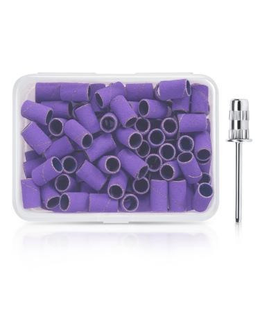 Ranrose 100 Pcs Sanding Bands for Nail Drill,Professional Fine Grit 180# Nail Drill Sanding Bands with 1 Pieces 3/32 Inch Nail Drill Bit for Manicures and Pedicures (180 Grit,Purple) 180#Grit,Purple