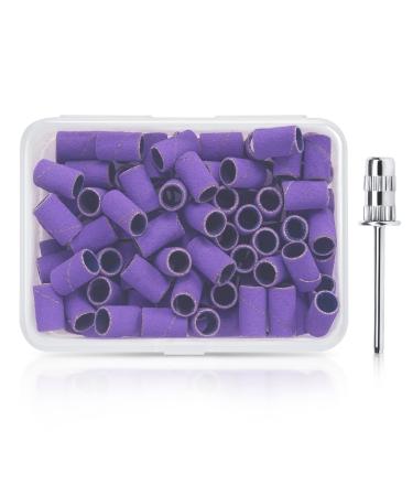 Ranrose 100 Pcs Sanding Bands for Nail Drill,Professional Fine Grit 180# Nail Drill Sanding Bands with 1 Pieces 3/32 Inch Nail Drill Bit for Manicures and Pedicures (180 Grit,Purple) 180#Grit,Purple