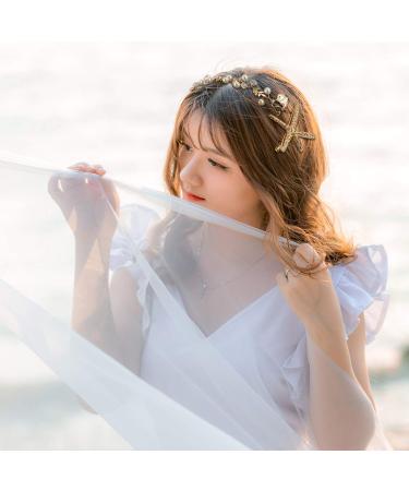 Lurrose Mermaid Seafish Wedding Hair Piece | Gold Bridal Headband & Hair Vines Accessories for Women - International Shipping Available - Buy Online on GoSupps.com