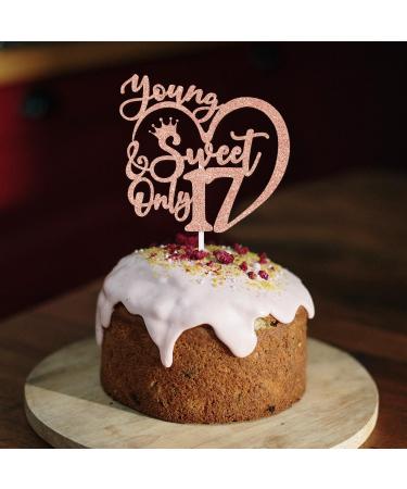 RLXPT Happy 17th Birthday Cake Topper Young Sweet & Only 17 Cake Decorations Dancing Queen 17 17th Birthday Party Decorations Rose Gold Glitter - Buy Online on GoSupps.com