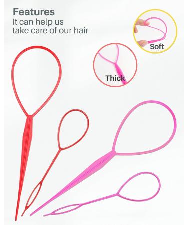 Topsy Tail Hair Tool Set with 12 Pcs Hair Accessories & 100 Pcs Elastics | Colorful Hair Accessories for Women & Girls by MoHern - Buy Online on GoSupps.com
