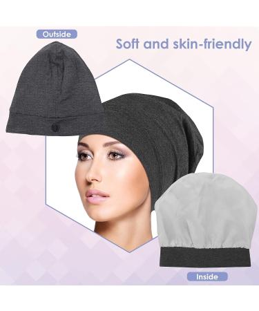 Silk Bonnet Sleep Cap with Satin Lining for Medium Curly Hair - Grey - Buy Online on GoSupps.com