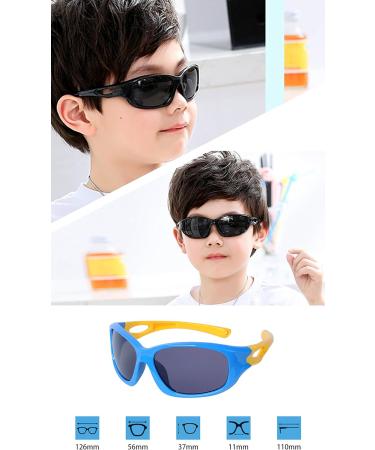 Kids Polarized Sports Sunglasses with Anti-Slip Band & Case | Flexible TR90 Frame for Boys & Girls 3-12 (Blue) - Buy Online on GoSupps.com
