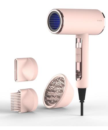 FUNTIN Hair Dryer with Diffuser Blow Dryer Comb Brush 1800W Ionic Fast Blow Dry for Women 4C Thick Hair Baby Pink
