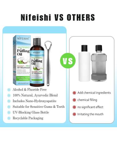 Coconut Oil Mouthwash - Natural Oil Pulling Teeth Whitening & Fresh Breath with Tongue Scraper - Buy Online on GoSupps.com