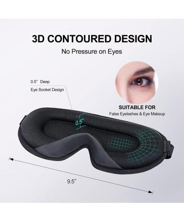 Eye Mask for Sleeping 3D Contoured Cup Sleep Mask for Men Women Soft Breathable Blackout Blindfold Travel Eye Cover Night Sleeping Mask with Adjustable Buckle for Side Sleeper (Black 1 Pack) - Buy Online on GoSupps.com
