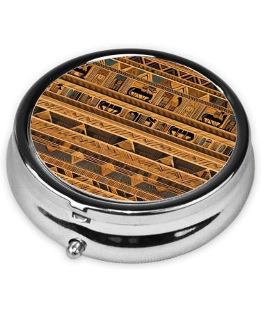 Egyptian Frescoes Round Pill Box | 3 Compartment Travel Organizer | Portable Pill Storage for International Travelers - Buy Online on GoSupps.com