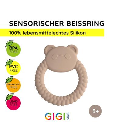 Gigi Kids Bei ring Panda - BPA-Free Silicone Baby Teething Ring | Sensory & Motor Toy for 3+ Months - Beige - Buy Online on GoSupps.com