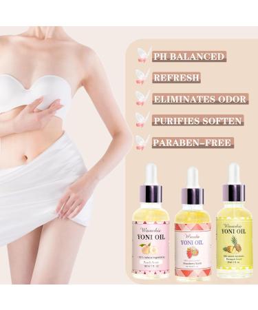 3PCS Yoni Oil for Women | pH Balance Feminine Deodorant & Moisturizer | All-Natural Strawberry Peach Pineapple Care - Buy Online on GoSupps.com