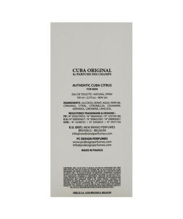 Cuba Authentic Citrus for Men - 3.3 oz EDT Spray - Buy Online on GoSupps.com