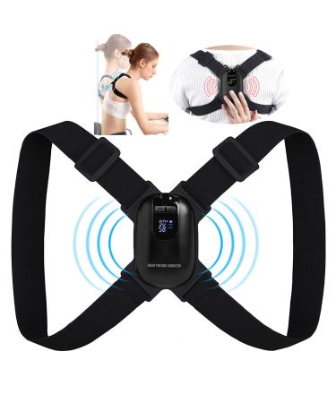 Smart Posture Corrector with Sensor Vibration Reminder for Men and Women, Backmedic Posture Reminder for Teens Kids with Adjustable Angle and Strap Help to Keep Right Posture black universal